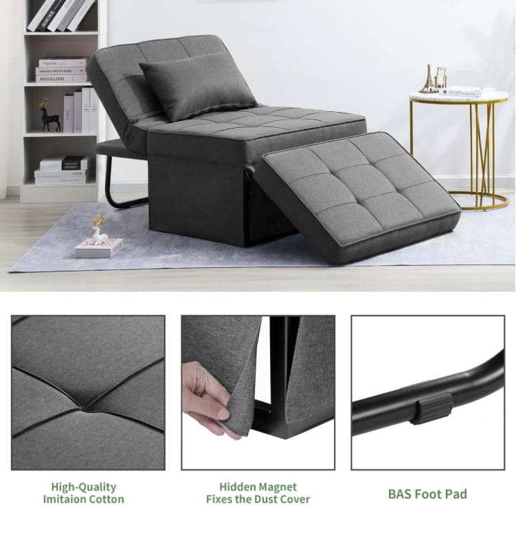 4-in-1 Convertible + Comfy Sofa Bed Chair Ottoman