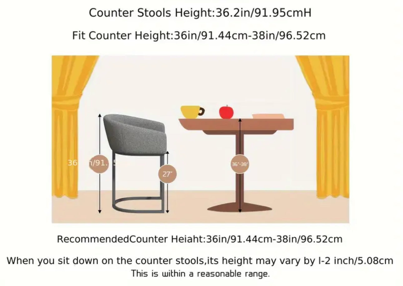 Set of 2 Counter Height Bar Stools