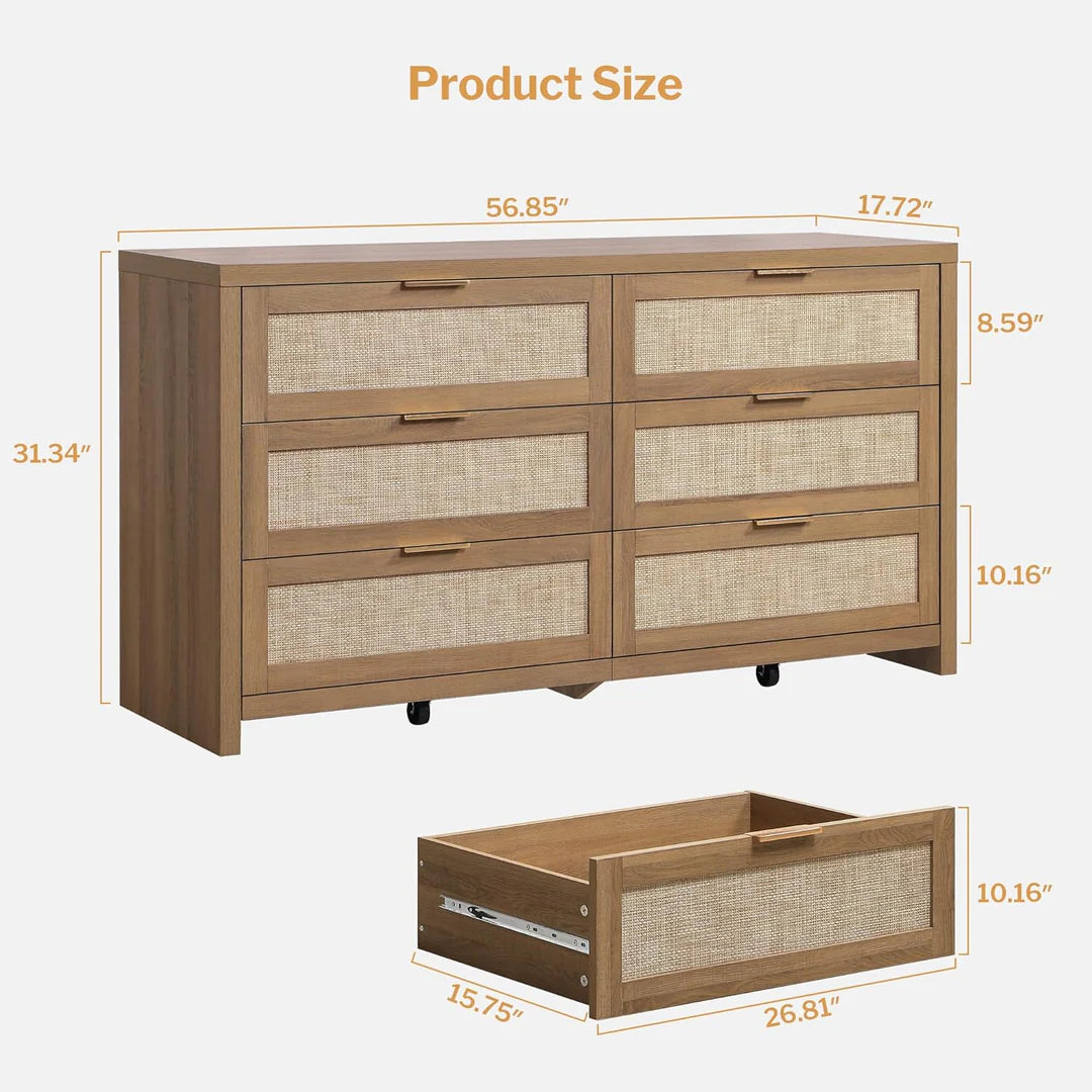 Wood Dresser - 6 Drawers