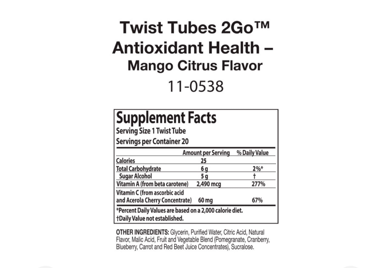 Nutrilite™ Twist Tubes 2GO™ – Antioxidant Health - Mango Citrus - 20 Tubes