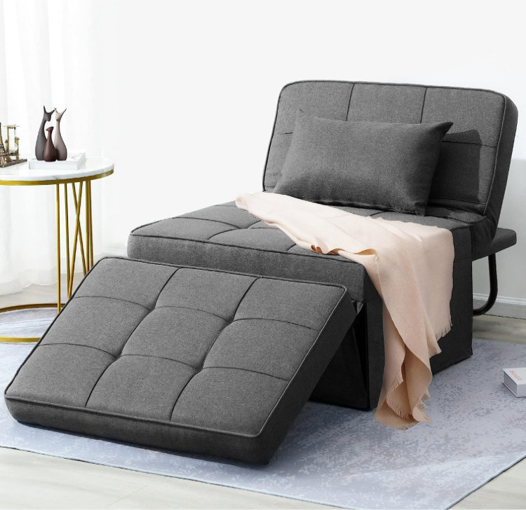 4-in-1 Convertible + Comfy Sofa Bed Chair Ottoman