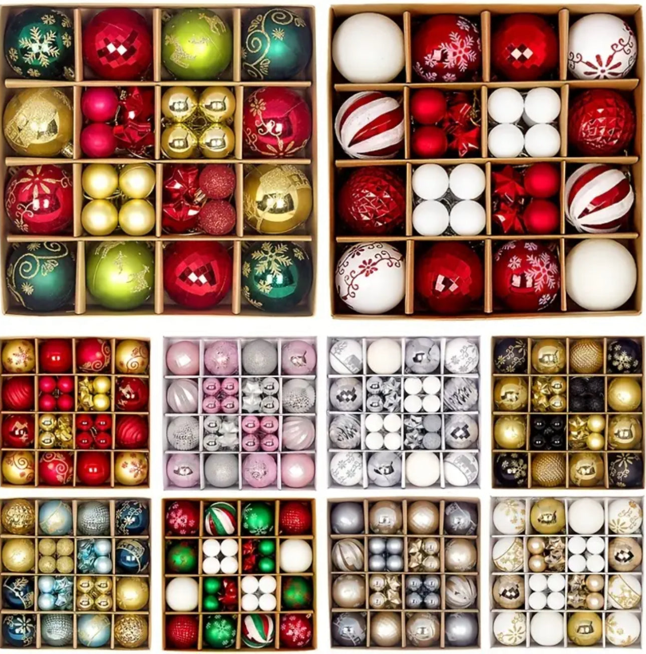 2 packs of 44pcs - 88 Shatterproof Classic Christmas Ornament Set - Plastic Balls for Tree Decoration