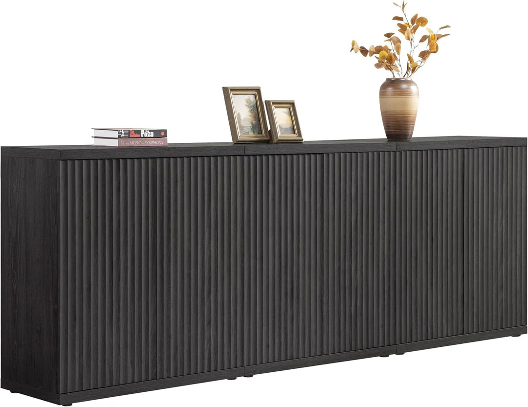 Fluted Sideboard with Storage Shelves