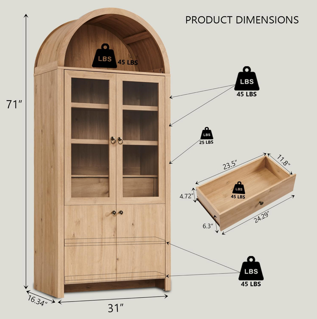 Arched Kitchen Pantry Cabinet