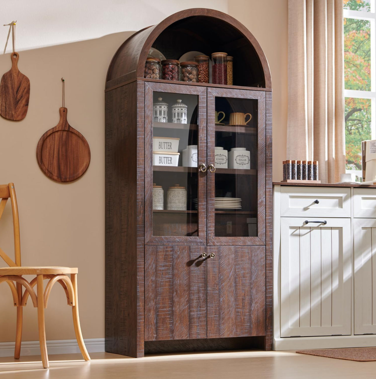 Arched Kitchen Pantry Cabinet