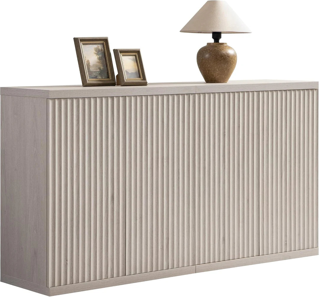 Fluted Sideboard with Storage Shelves