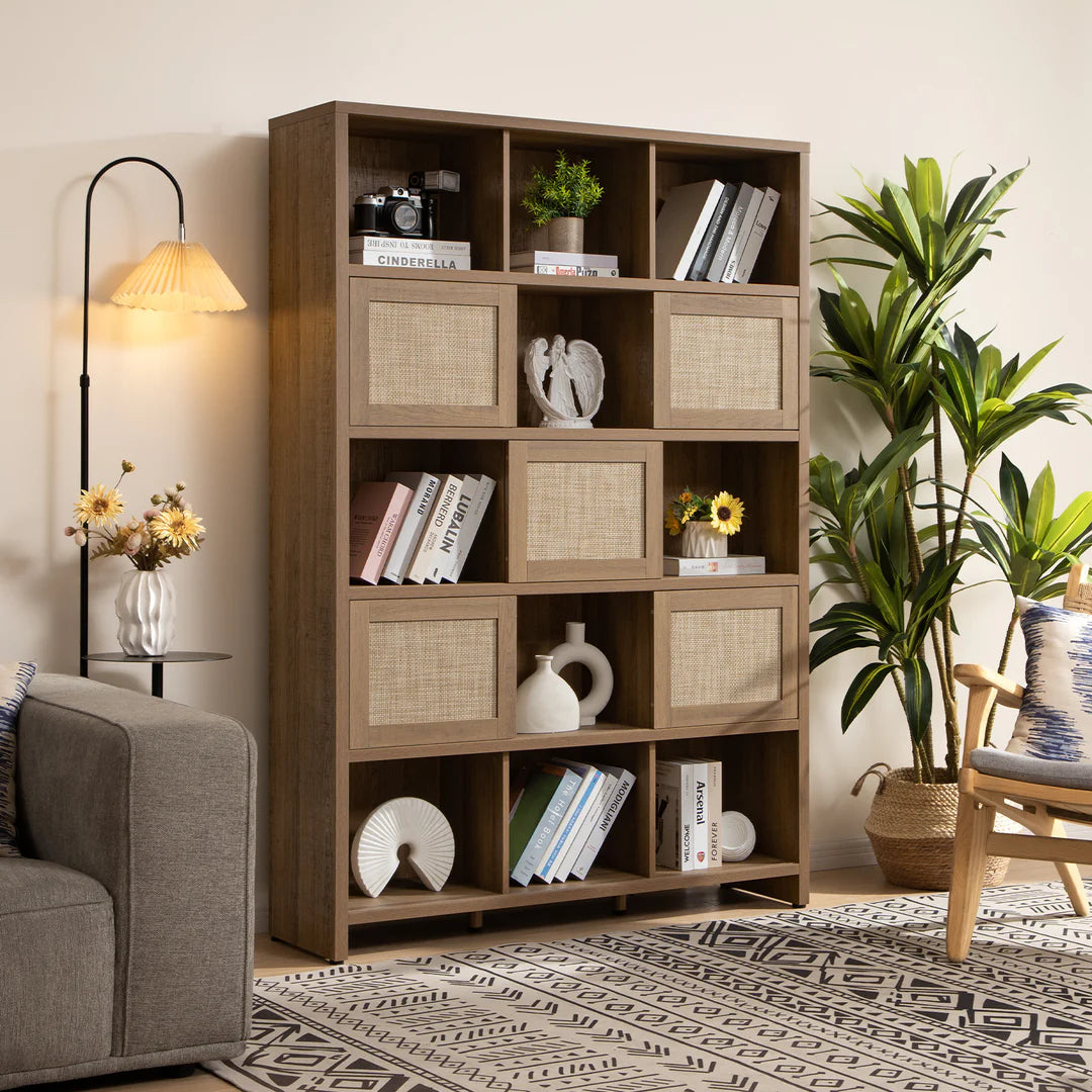 15 Cube Rattan Bookshelf