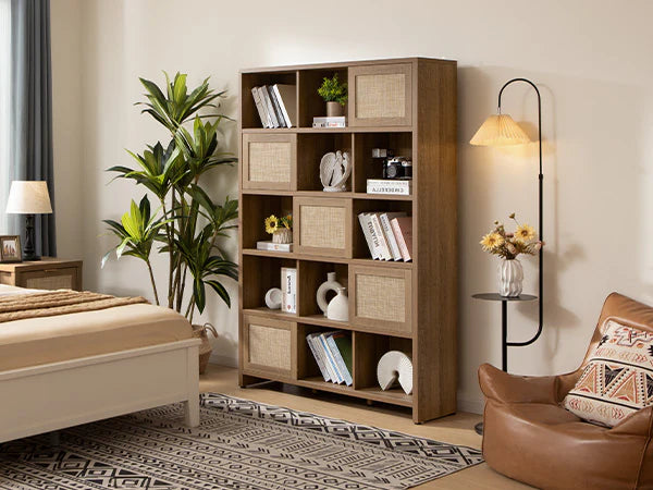 15 Cube Rattan Bookshelf