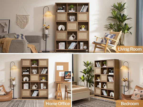 15 Cube Rattan Bookshelf