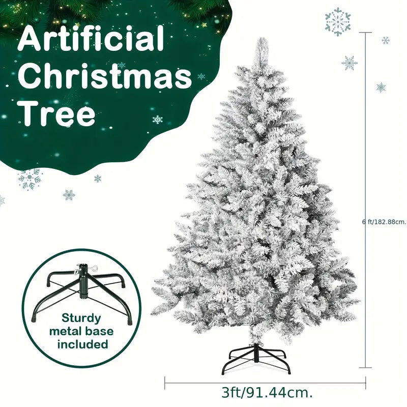 7ft Artificial Snow Flocked Christmas Tree - 1000 Branch Tips